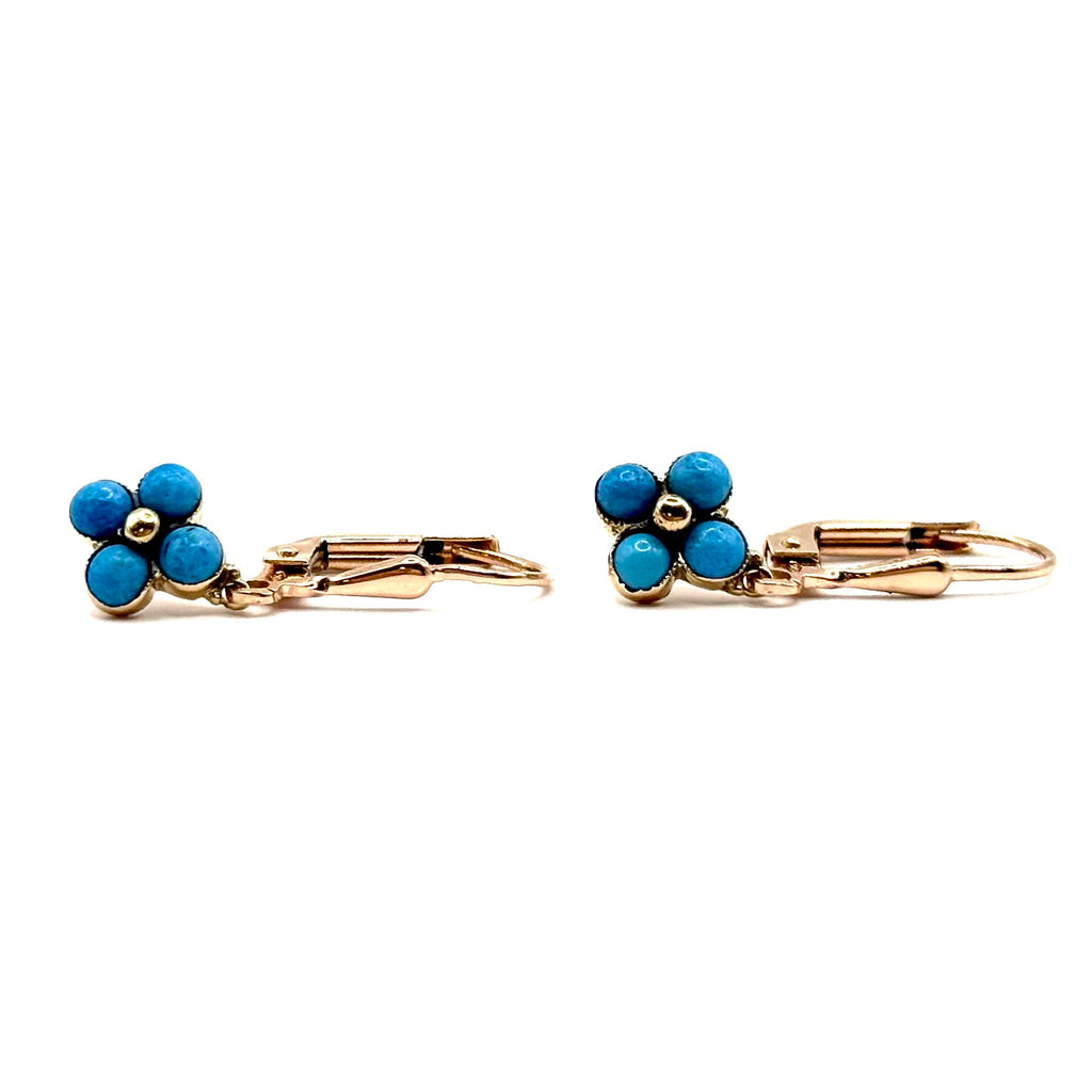 R369. Pendientes de oro Art Déco con turquesa.