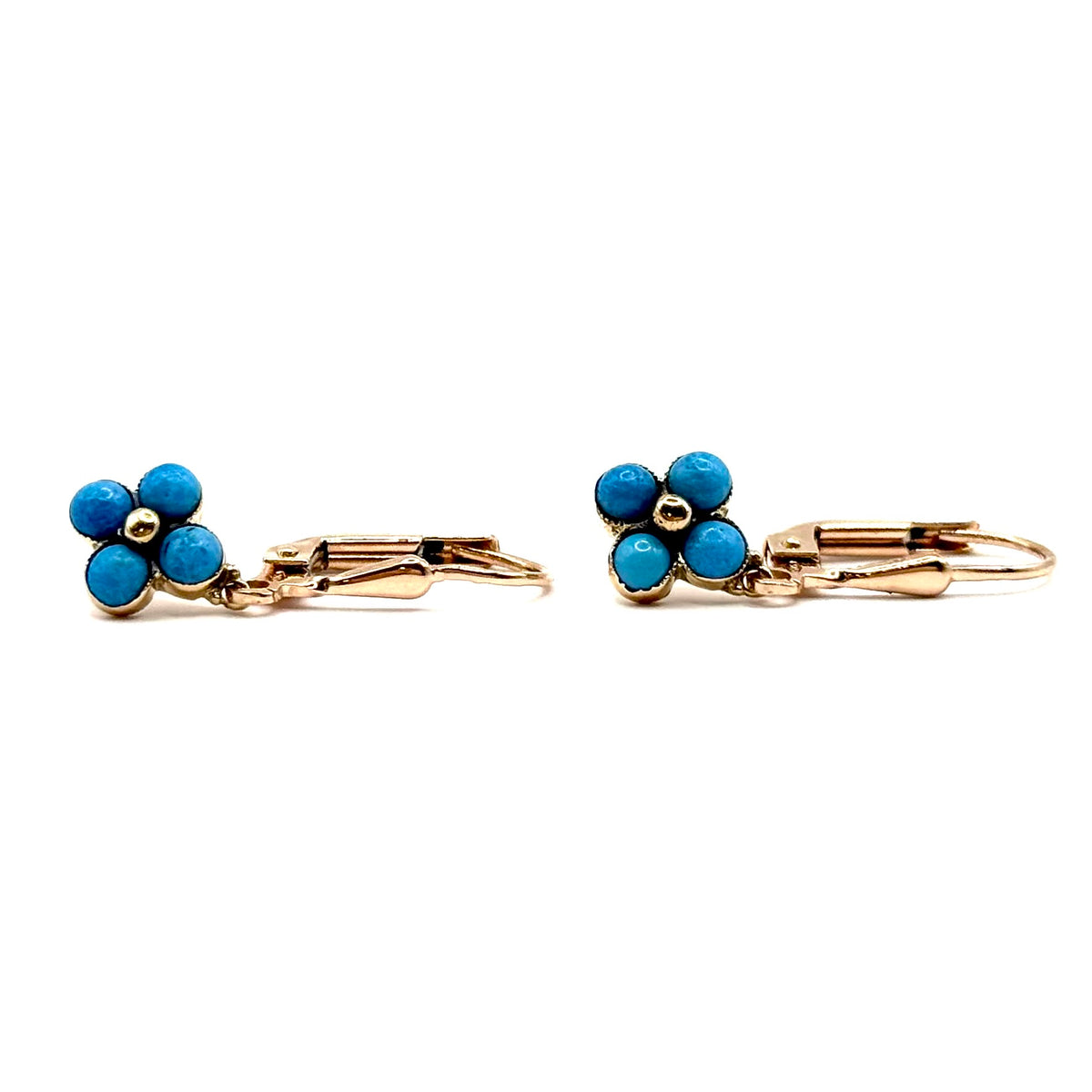 R369. Pendientes de oro Art Déco con turquesa.