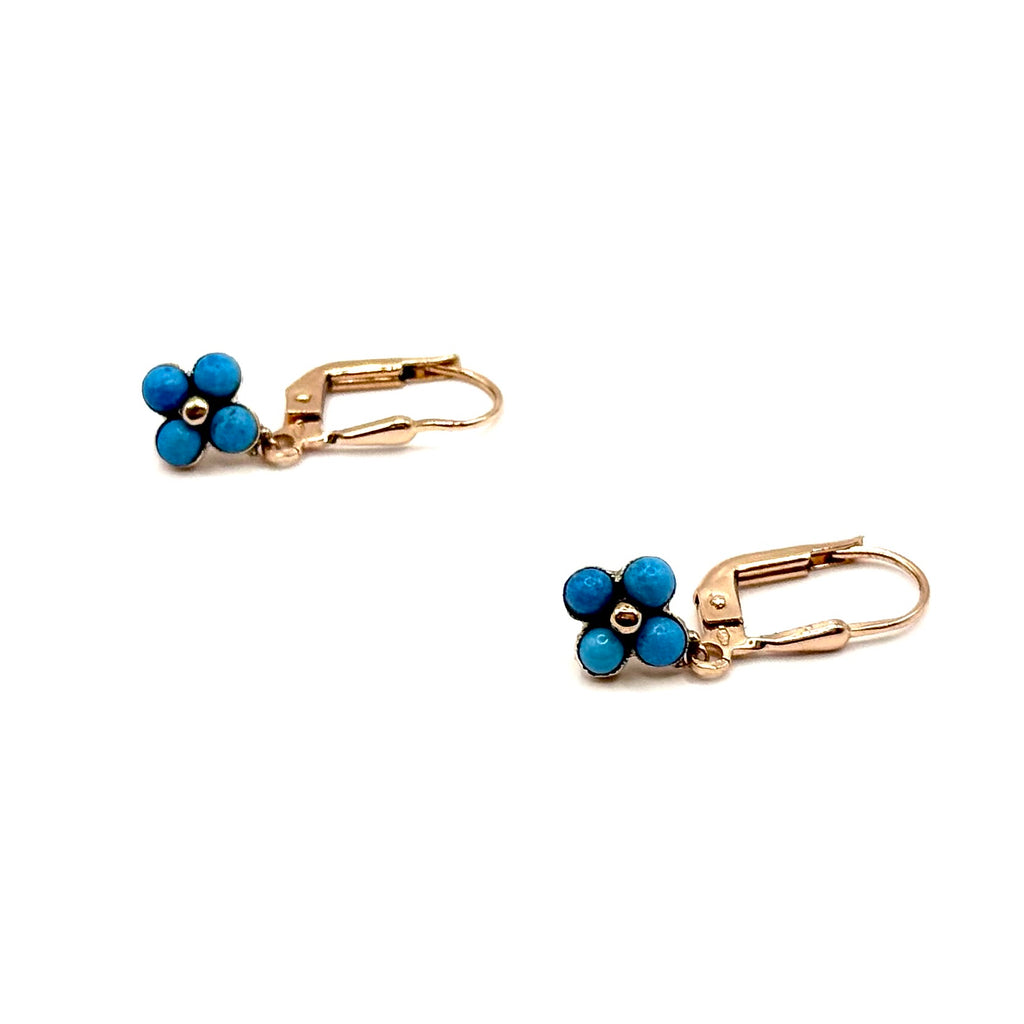 R369. Pendientes de oro Art Déco con turquesa.