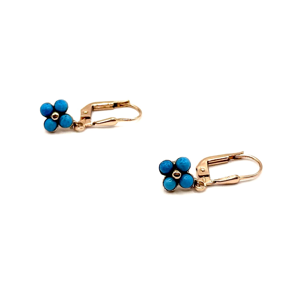 R369. Pendientes de oro Art Déco con turquesa.