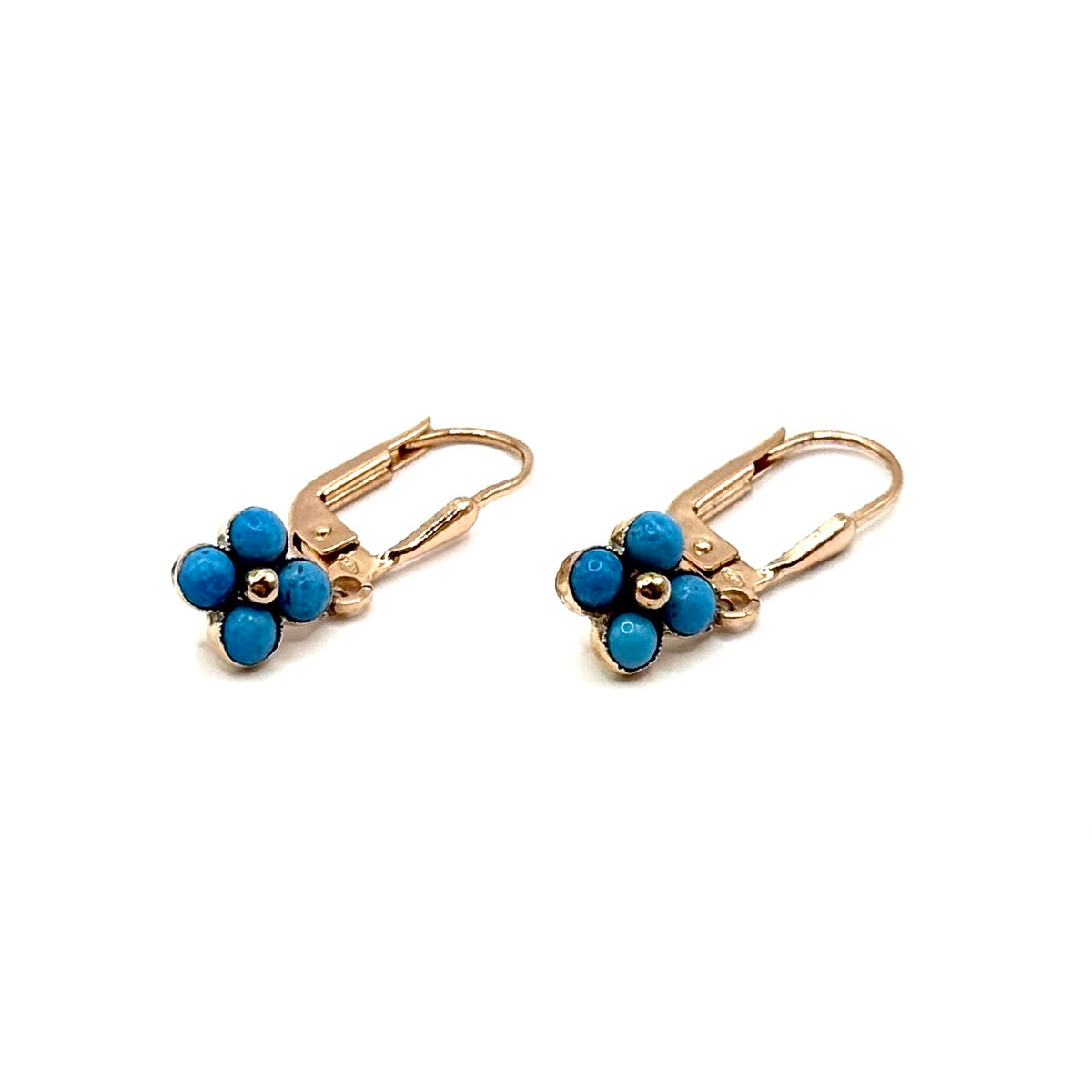 R369. Pendientes de oro Art Déco con turquesa.