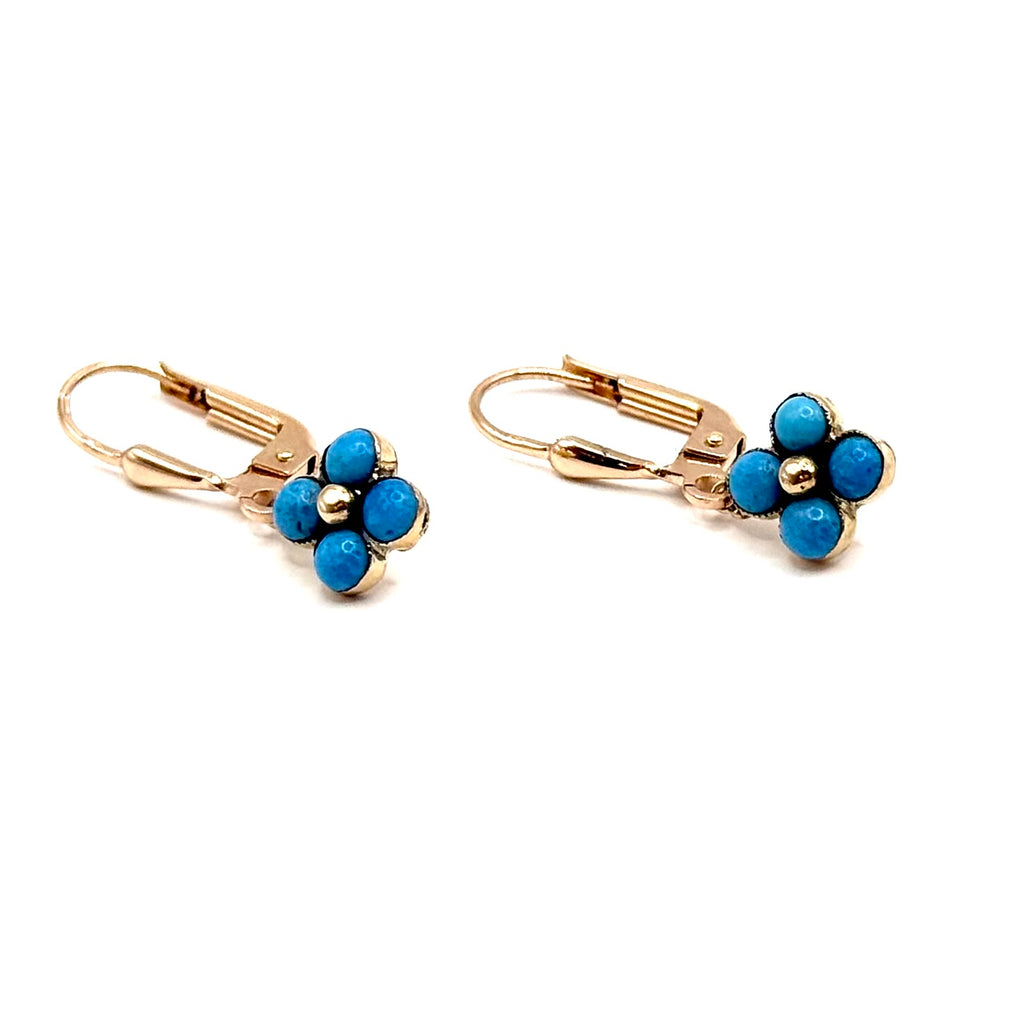 R369. Pendientes de oro Art Déco con turquesa.