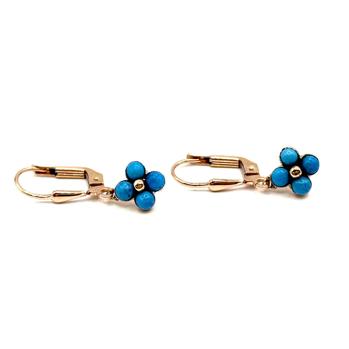 R369. Pendientes de oro Art Déco con turquesa.