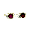 R370. Pendientes de oro vintage con diamante y rubí.
