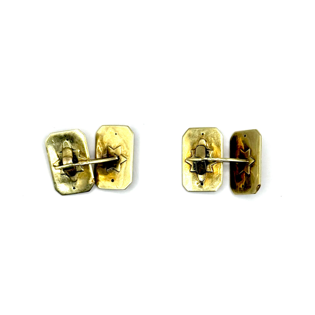 SF1126. Art Deco Gold Cufflinks with Enamel.
