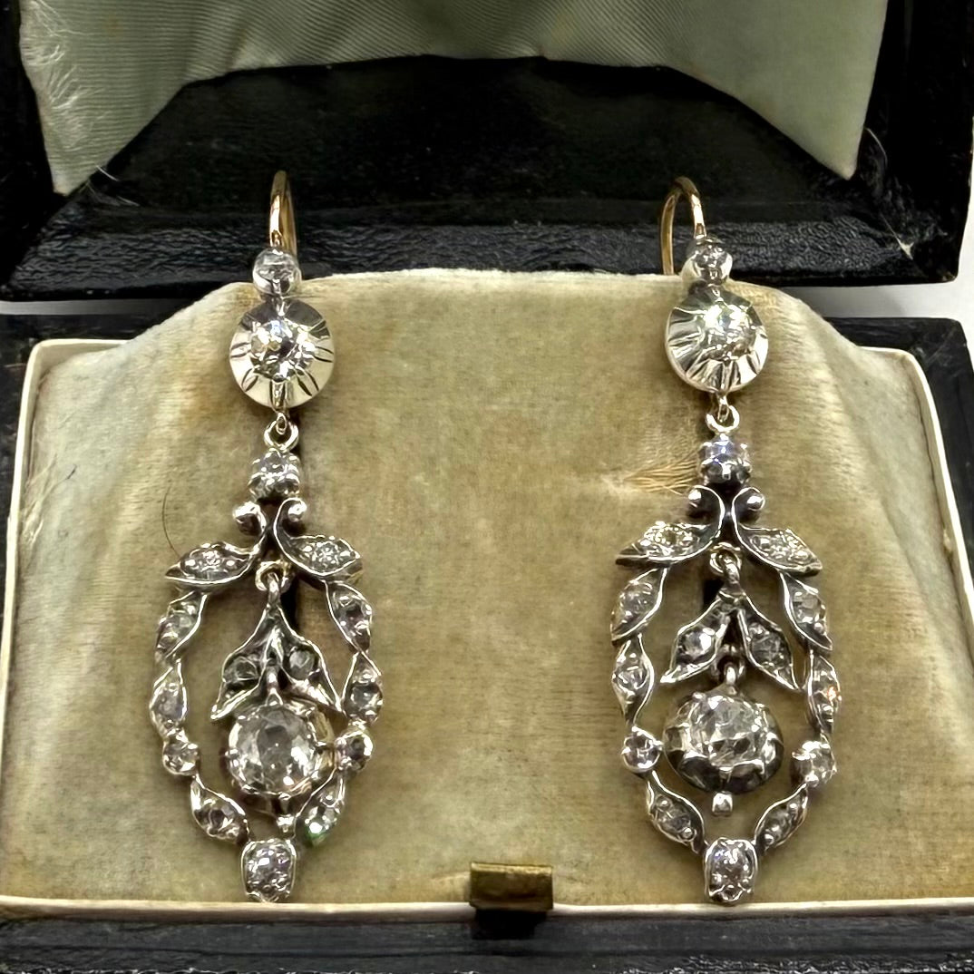SZT6. Viktorianische Goldohrringe mit Diamanten.