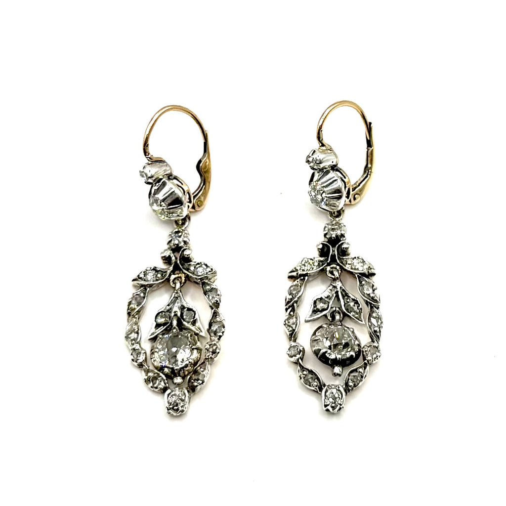 SZT6. Viktorianische Goldohrringe mit Diamanten.