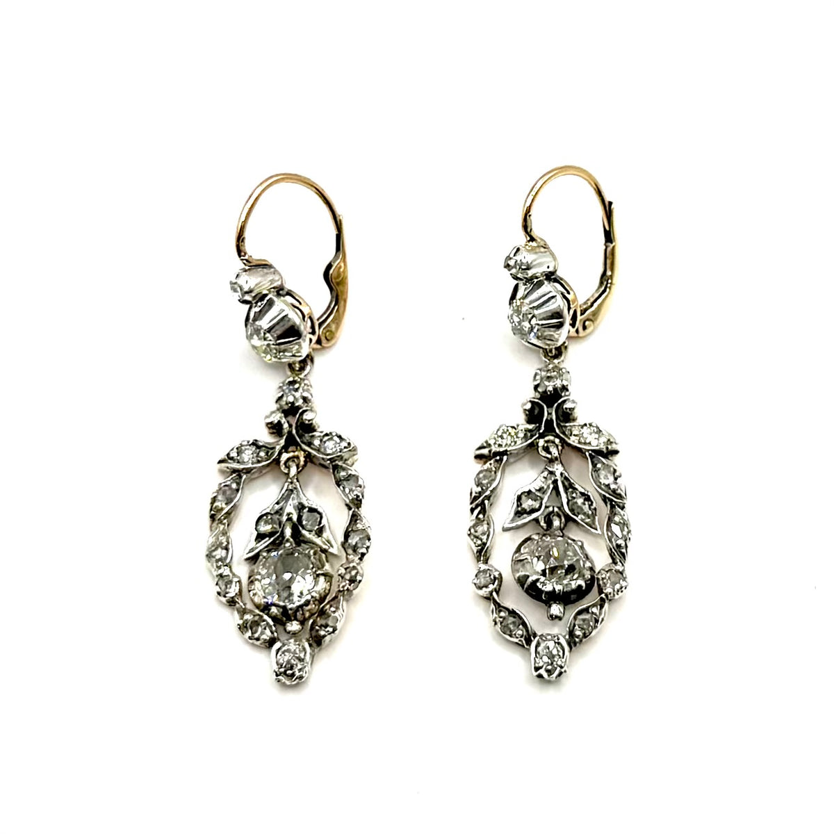 SZT6. Viktorianische Goldohrringe mit Diamanten.
