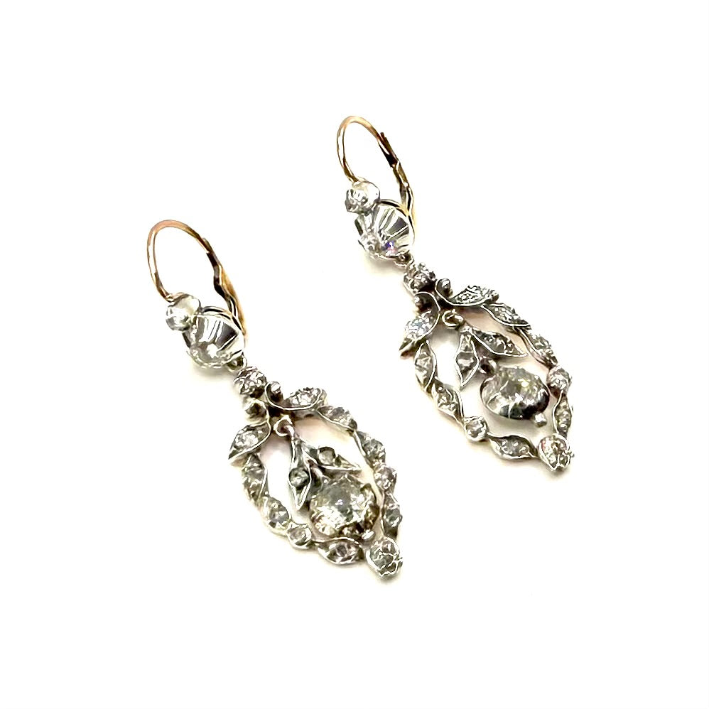 SZT6. Viktorianische Goldohrringe mit Diamanten.