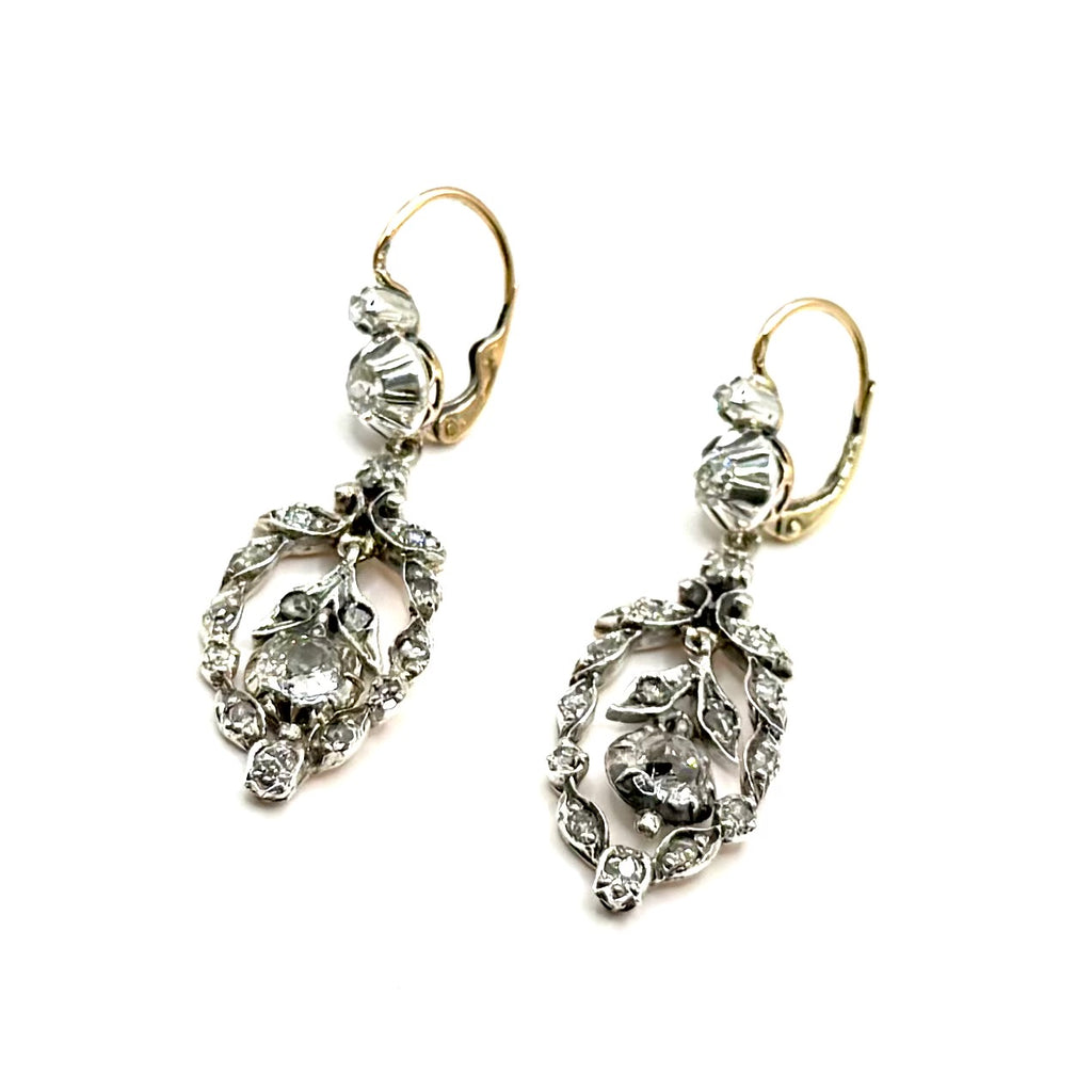 SZT6. Viktorianische Goldohrringe mit Diamanten.