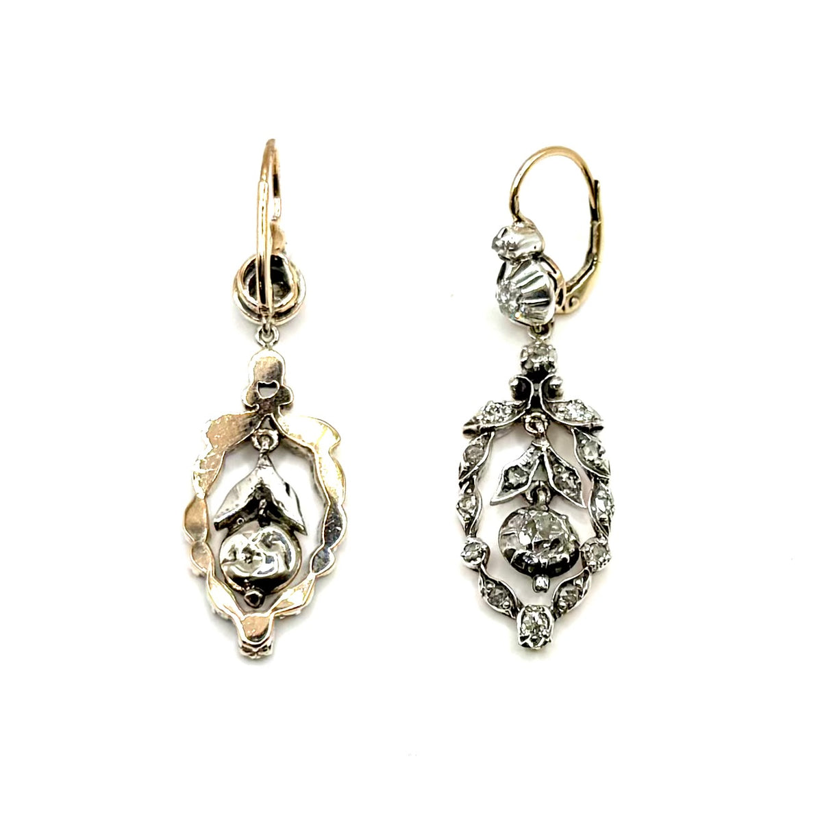 SZT6. Viktorianische Goldohrringe mit Diamanten.