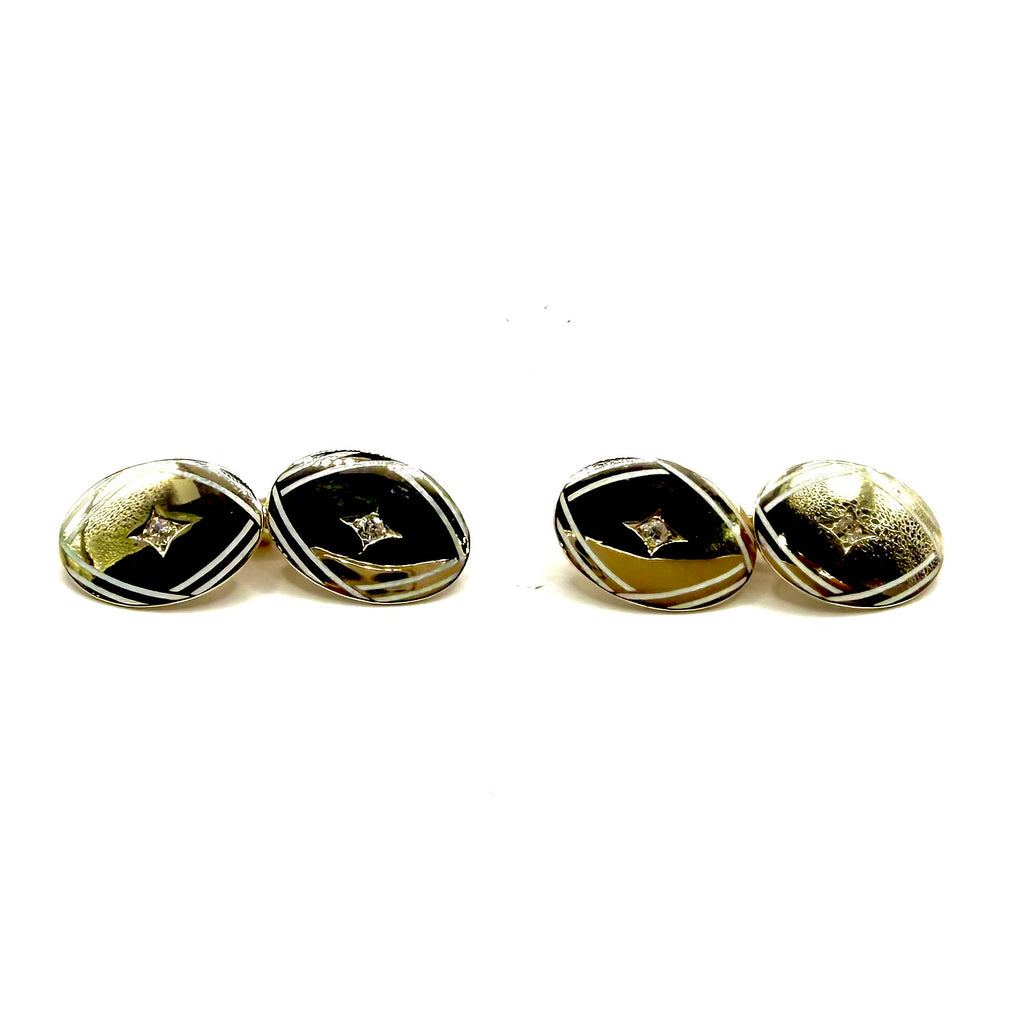 5222. Art deco zlaté manžetové knoflíčky s diamanty.