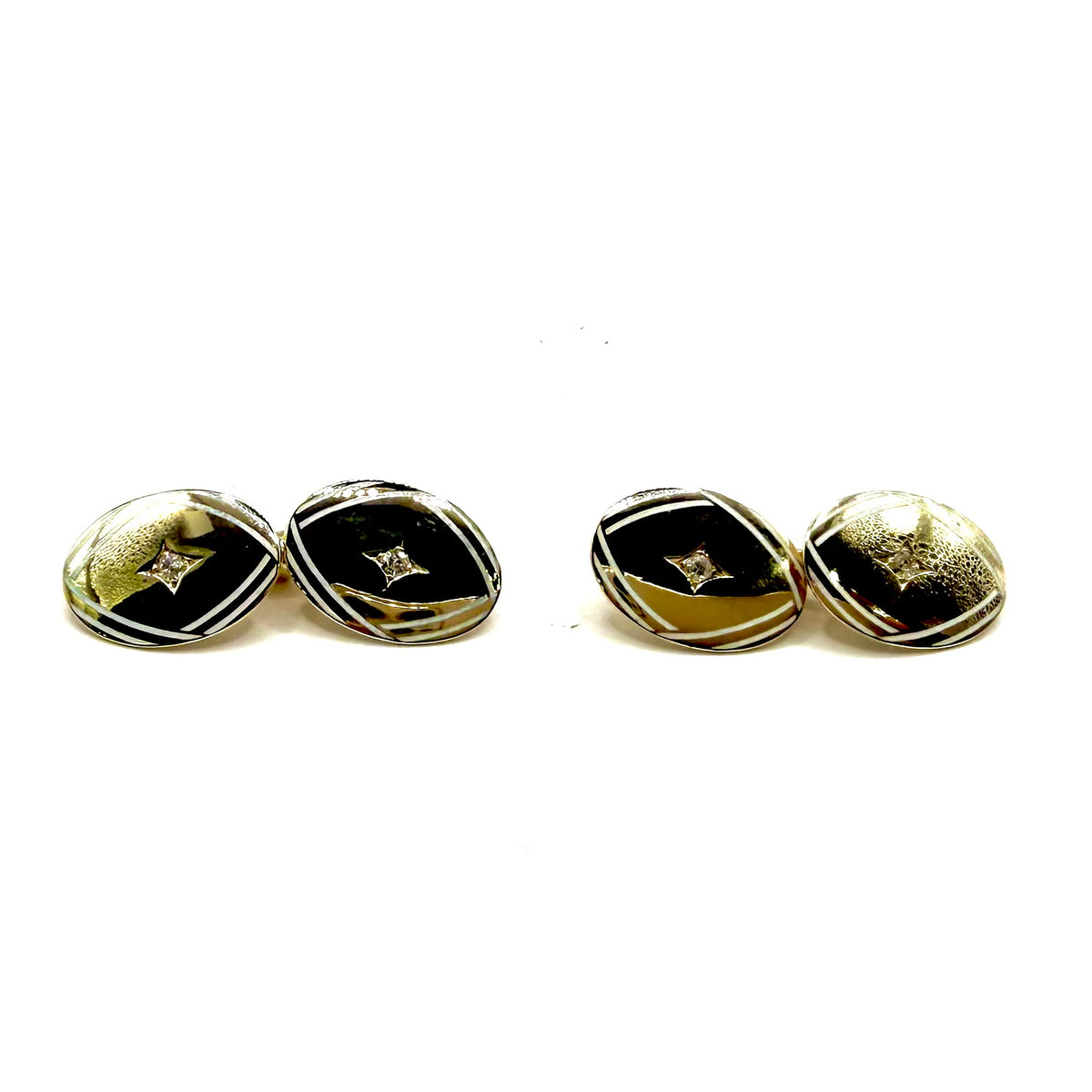5222. Art deco zlaté manžetové knoflíčky s diamanty.