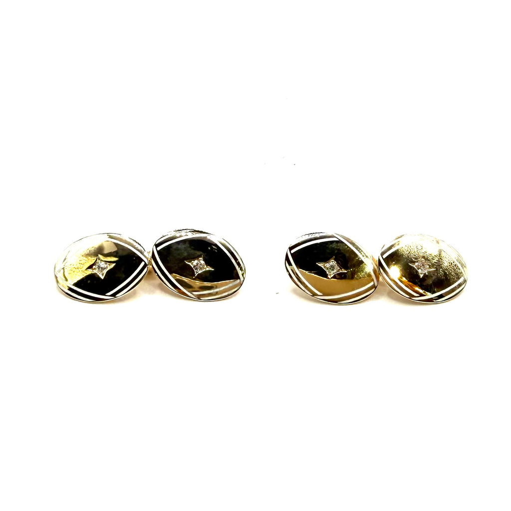 5222. Art deco zlaté manžetové knoflíčky s diamanty.