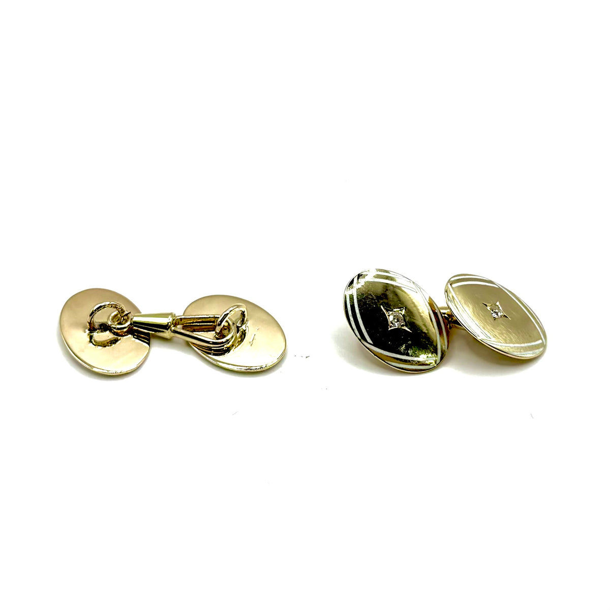 5222. Art deco zlaté manžetové knoflíčky s diamanty.