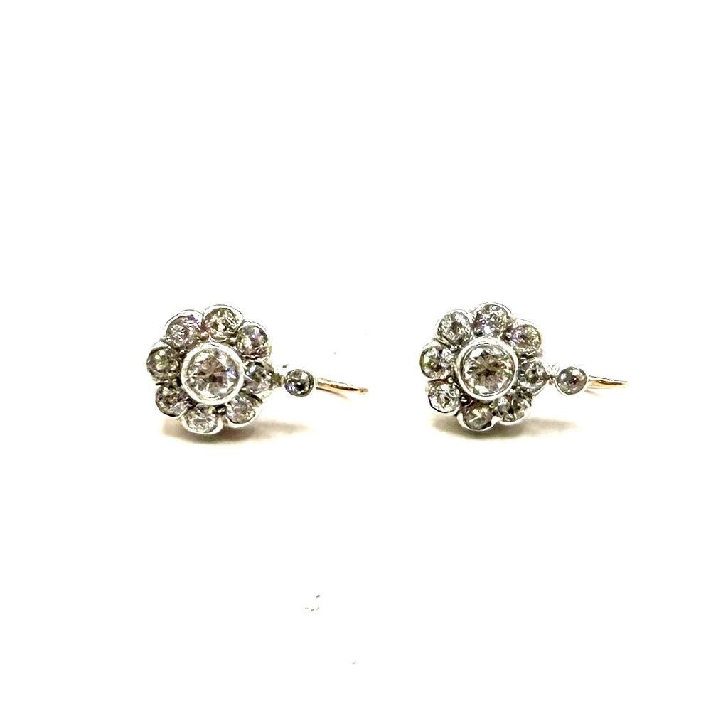 5227. Orecchini in oro Art Déco con diamante e pietra preziosa