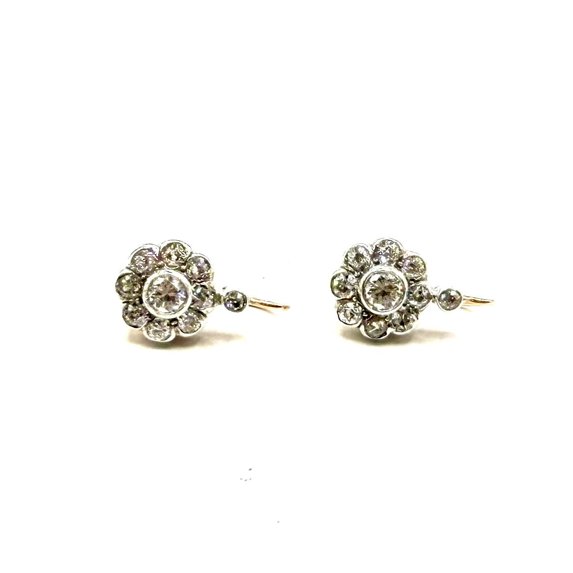 5227. Orecchini in oro Art Déco con diamante e pietra preziosa