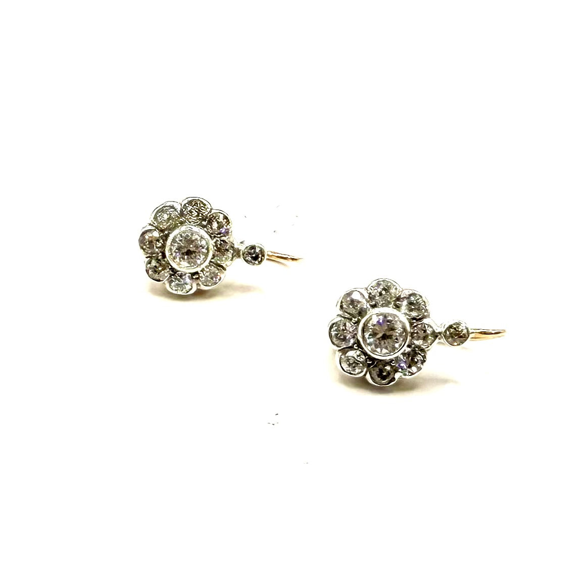 5227. Orecchini in oro Art Déco con diamante e pietra preziosa