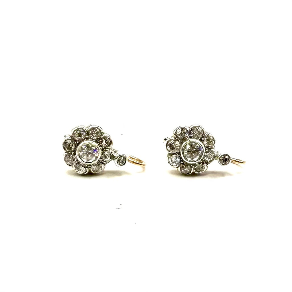 5227. Orecchini in oro Art Déco con diamante e pietra preziosa