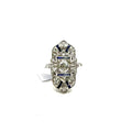 5256. Art Deco white gold ring with diamonds and blue sapphire